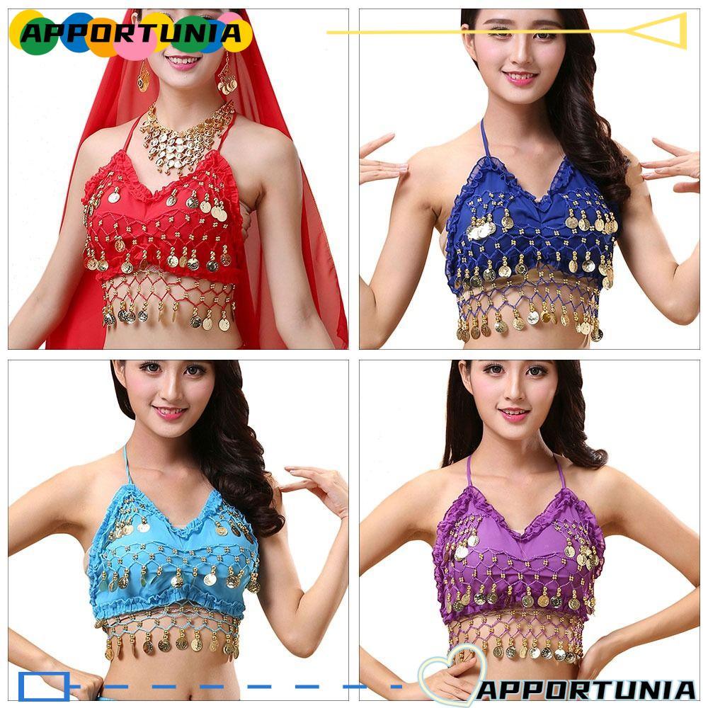 APPORTUNIA Belly Dance Bra Dance Wear ไนท์คลับผู้หญิงพู่ Halter Bra