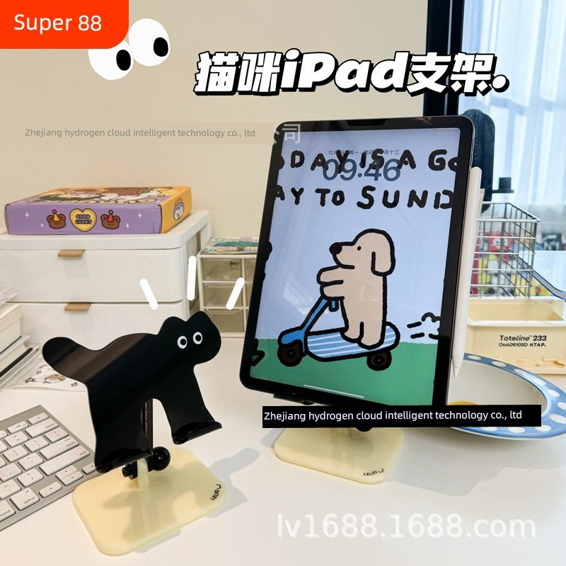 litem desktop holder ผู้ถือโทรศัพท์น่ารัก โปร่งใสโปร่งใสแมวสก์ท็อปพับยกที่วางโทรศัพท์