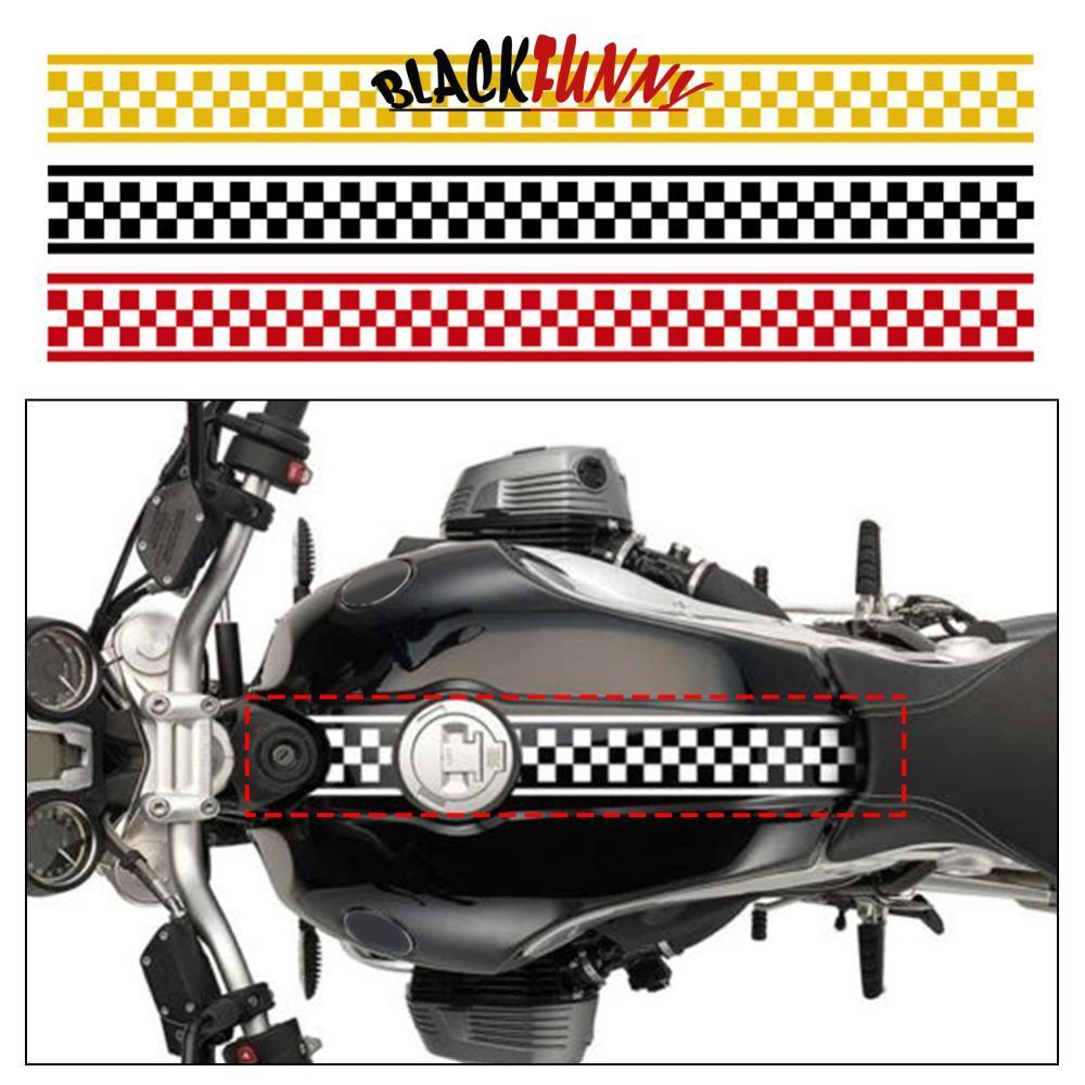 BLACKFUNNY รถจักรยานยนต์ Checkered Racing Stripes Decals สติกเกอร์ Cafe Racer Rat Bike DIY การใช้ถัง
