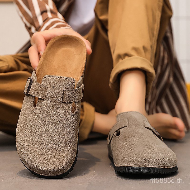 Unisex Suede Mule Clogs, Cork Footbed รองเท้าสําหรับ Lifestyle Home Outdoor Wear 3I3T