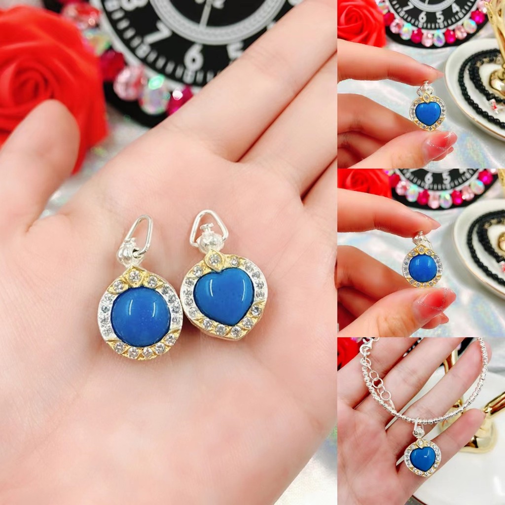 Amulet  Charming Blue Heart Necklace pendant Hanging Ornaments