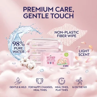 Boots Baby Wipes Soft & Fresh 20 Pieces X 3 Pack บู๊ทส์ ซอฟท์ แอนด์ เฟรช เบบี้ ไวพ์ส 20 แผ่น X 3 แพ็ค