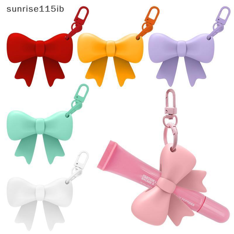 (ดวงอาทิตย์) Creative Bow Silicone Lipsti Holder พร้อมพวงกุญแจปลอดสารพิษ Lip Gloss แขนป้องกันจี้ Ideal Gift for Girls (TH)