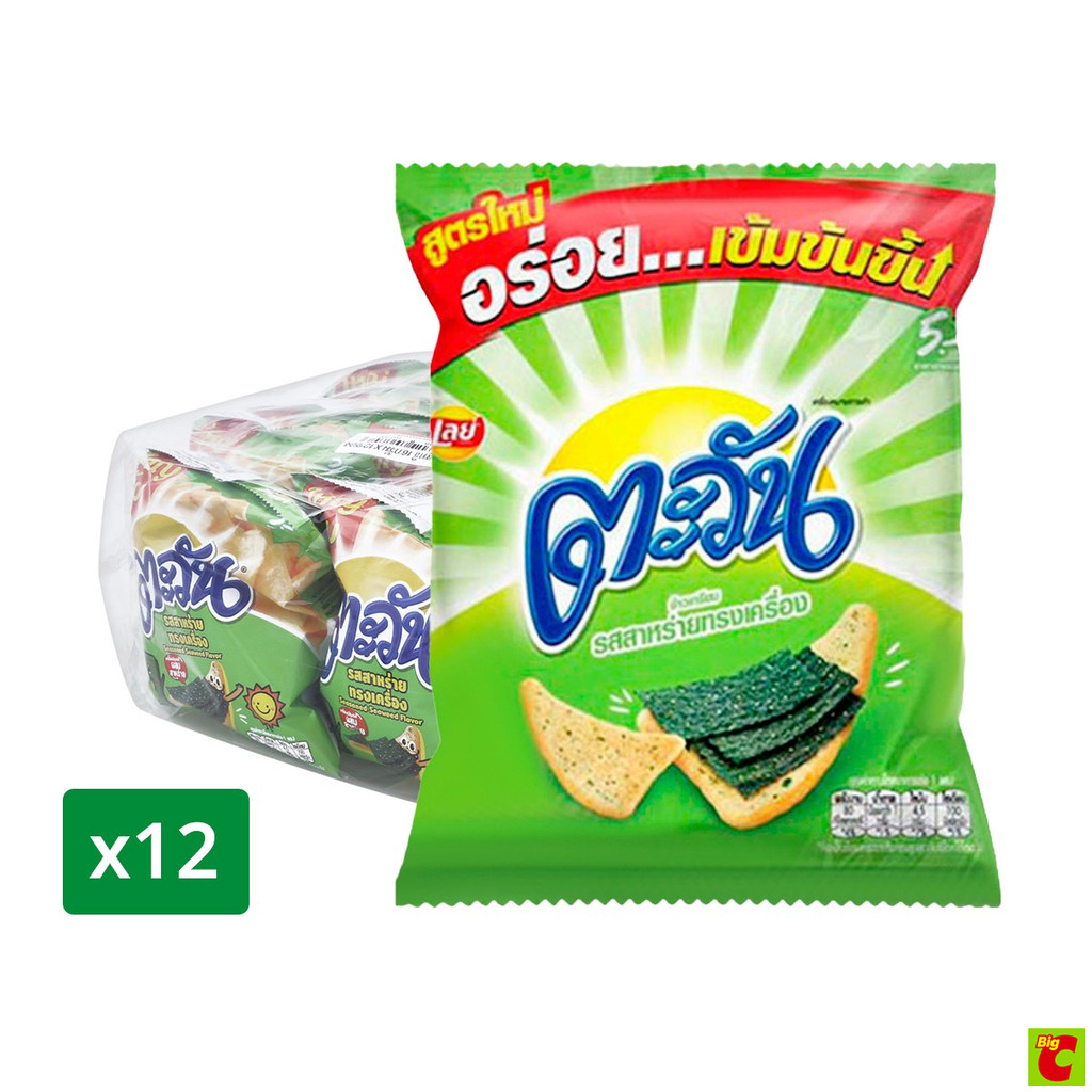 ตะวัน ขนมอบกรอบ รสสาหร่ายทรงเครื่อง 14 ก. แพ็ค 12