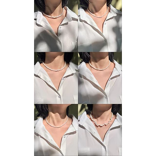 Piing Me Minimal Freshwater Pearl Necklace | สร้อยคอไข่มุกน้ำจืด (ของแท้) พร้อมส่ง✨🍃🐚