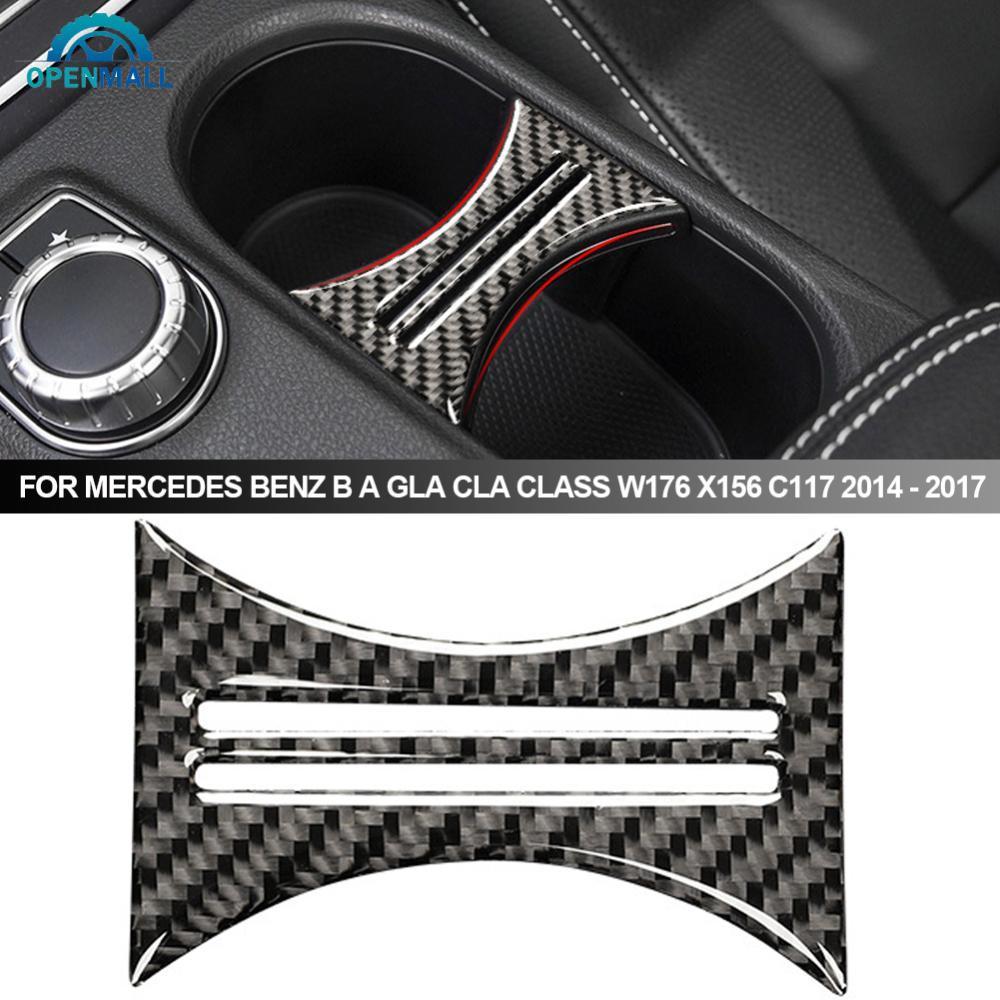 OPENMALL รถคาร์บอนไฟเบอร์ภายในถ้วยน้ําผู้ถือตกแต่งครอบคลุมสําหรับ Mercedes Benz BA GLA CLA Class W17