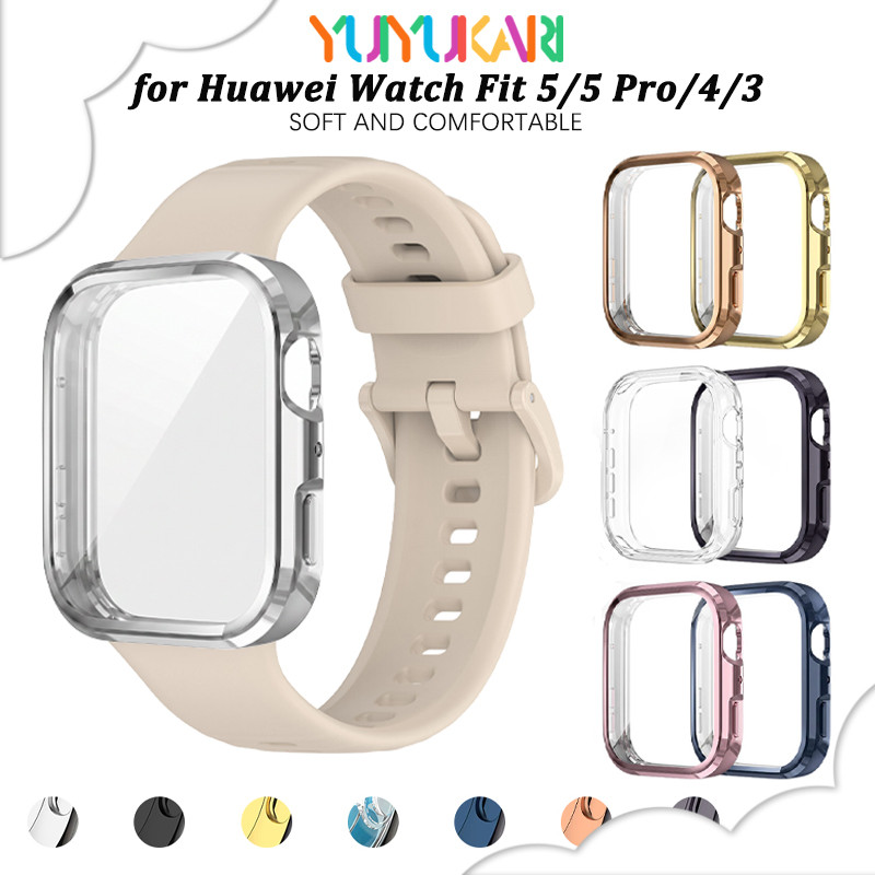 สายรัดซิลิโคนกรณี TPU สำหรับ for Smartwatch Huawei Watch Fit 5/5 Pro/4 สายยางป้องกันหน้าจออ่อนสำหรับ for Huawei Fit 3