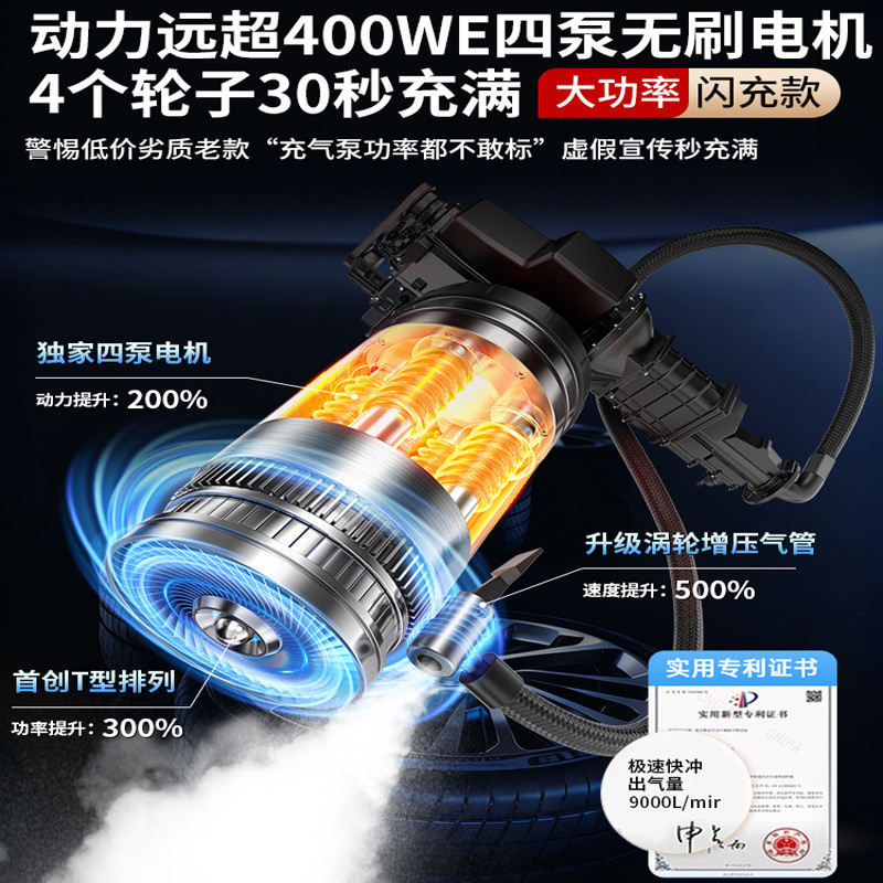 Wireless air pump, portable air pump, high-power electric high-pressure pump SUV Tire pump