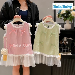 เดรสเด็ก เดรสเจ้าหญิงเด็กผู้หญิง แต่งระบายคอและชายกระโปรง Size80-120cm LYQ31