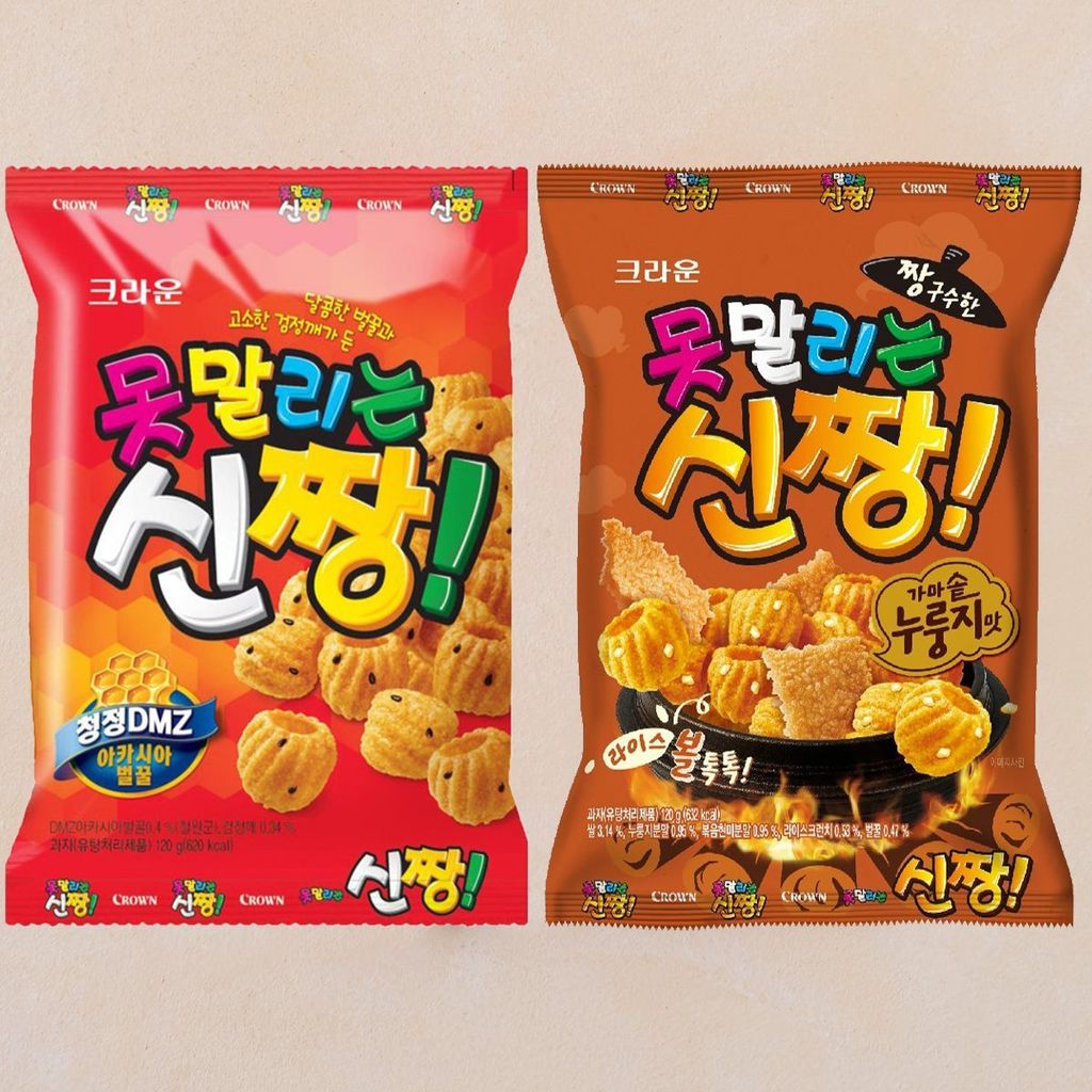 เกาหลีนําเข้า CROWN CROWN Crayon Shin-Chan Sesame Crisp น้ําผึ้งแหวนขนมขยาย 120g นําเข้าจากเกาหลี CR