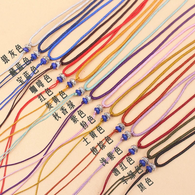 Adjustable Alloy Spacer Lotus Lanyard yu Pei ซองแขวนคอสร้อยคอจี้เชือกผู้ชายผู้หญิงเชือกเรียบง่าย