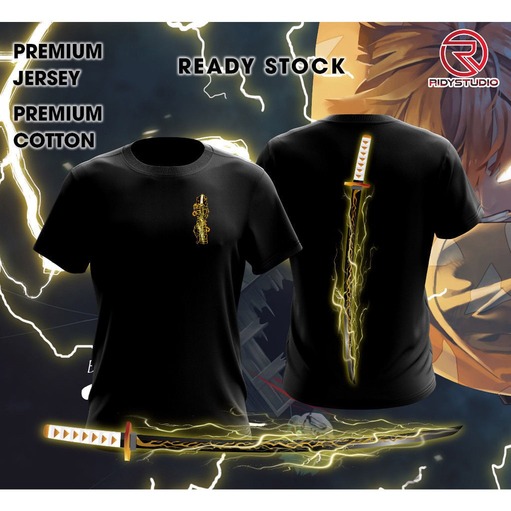 เสื้อยืด Demon Slayer Nichirin Blade Zenitsu เสื้อ Baju Unisex