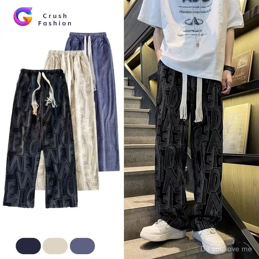 Crush Fashion Seluar Korduroi Berkualiti Tinggi untuk Lelaki Korea Baggy Straight Slack Slocks Selua