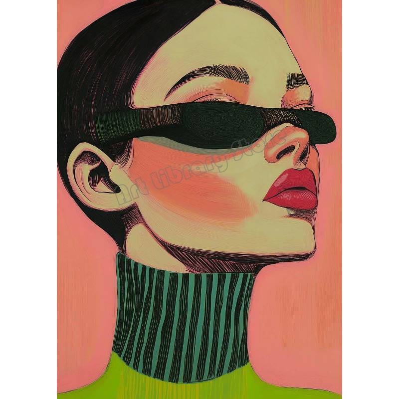 Trendy Bold Color 70s Fashion Woman Sleeping Aesthetic Abstract Poster Canvas Painting Wall Art Pict