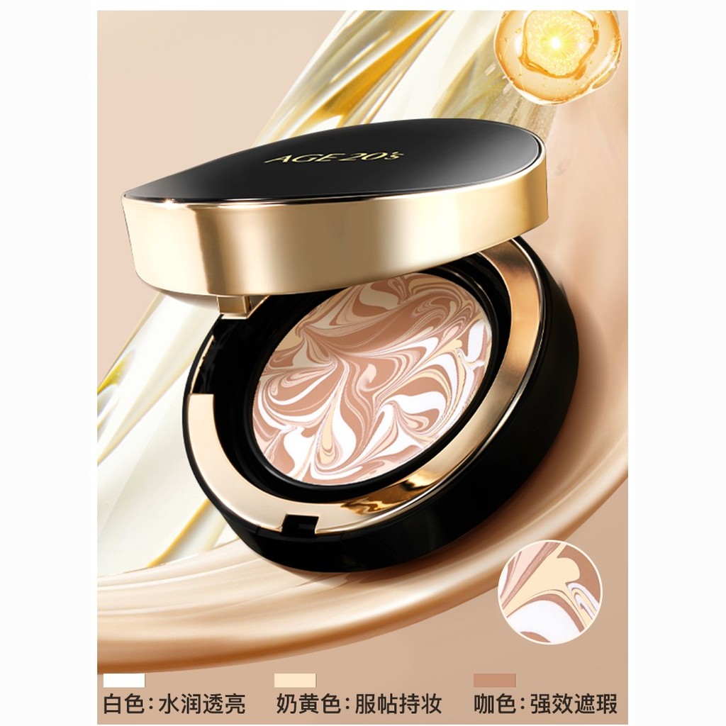 แพ็คอย่างเป็นทางการเดี่ยว Aekyung Cushion AGE20s Tricolor Latte คอนซีลเลอร์ Moisturizing BB ครีมกล่อ