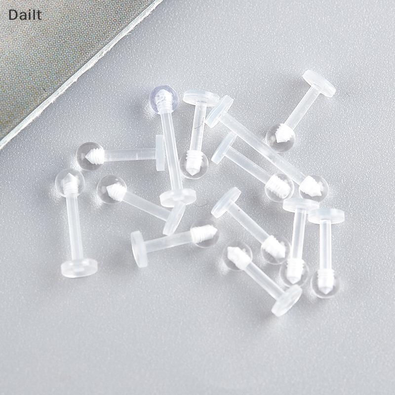 Dailt 10 ชิ้นอะคริลิคใส Lip Stud เจาะแหวนหูกระดูกอ่อนต่างหูบาร์ Tragus (TH)