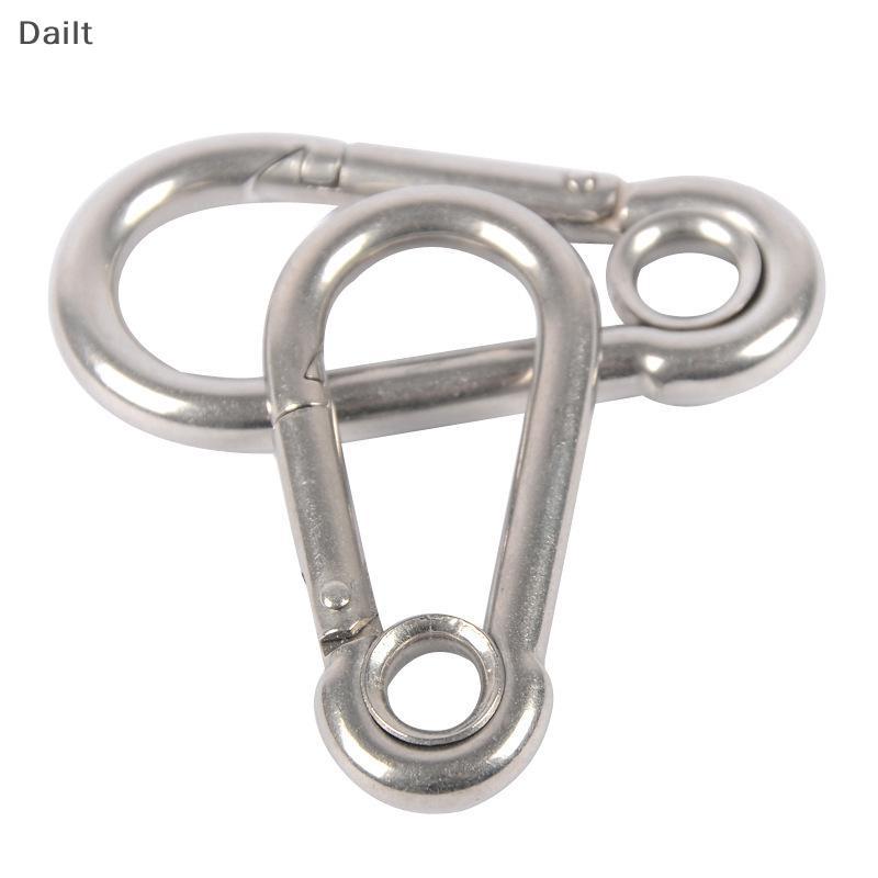 Dailt M4 M5 M6 M7 M8 สแตนเลส Carabiner Carbine Snap Hook พร้อมตาไก่สปริง Bule Key Ring (TH)