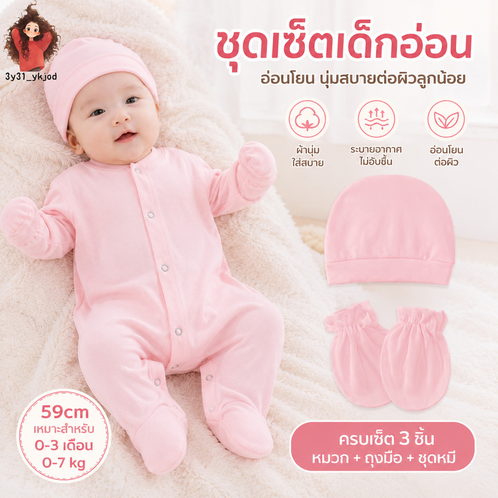 มาใหม่ ผลิตจากผ้าฝ้าย 100%เสื้อผ้าเด็กแรกเกิด บอดี้สูทเด็ก แบบขายาวแป๊กหน้า เสื้อผ้าเด็กอ่อน ชุดเด็กแรกเกิด