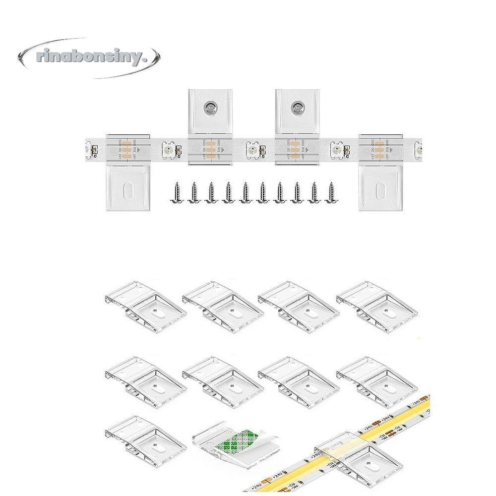 RINABONSINY 10 มม.PCB LED Light Strip คลิป, WS2812B WS2811 FCOB COB SK6812 RGBW คลิปพร้อมสกรู, สายไฟ