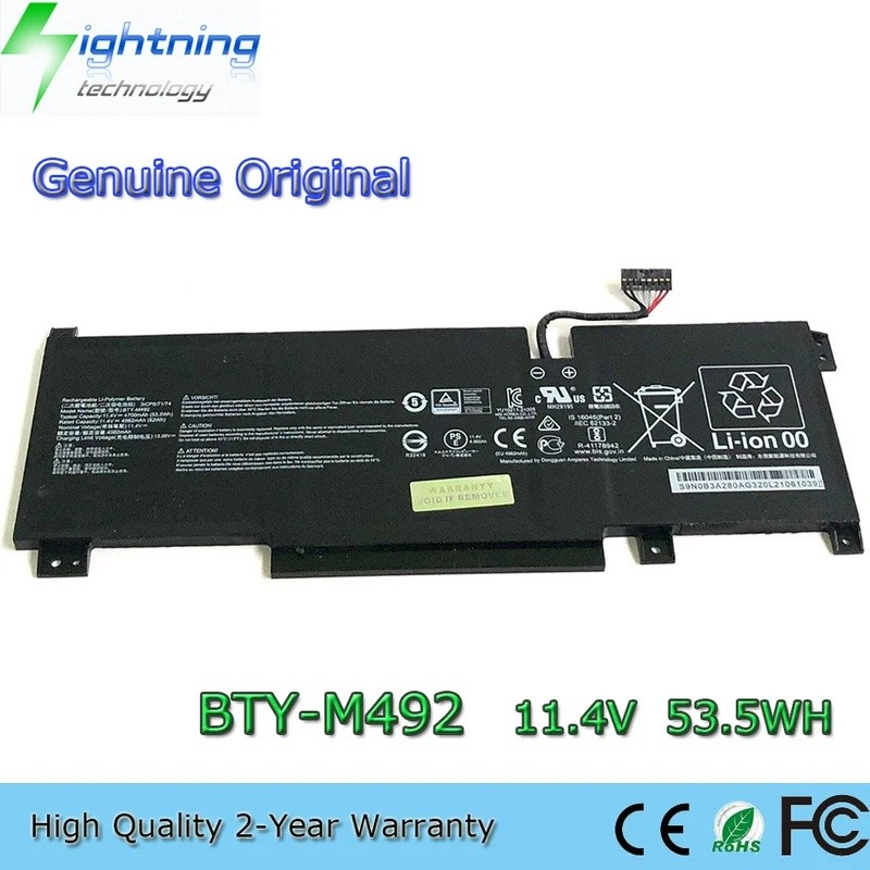 ยี่ห้อใหม่ BTY-M492 11.4V 53.5Wh แบตเตอรี่แล็ปท็อปสําหรับ MSI Pulse GL66 11UDK-076 GF76 GL76 WF76 11