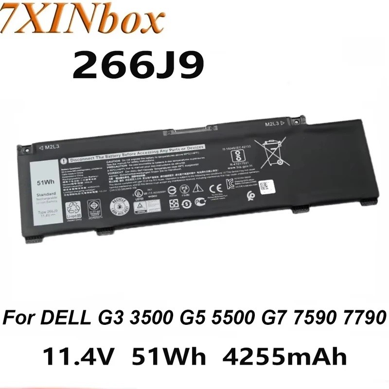 7XINbox 266J9 M4GWP 0PN1VN 11.4V 51Wh แบตเตอรี่แล็ปท็อปสําหรับ Dell G3 3500 15 3790 3590 G5 15 5500 