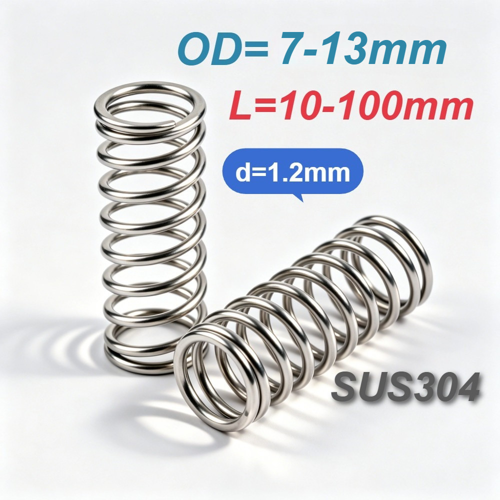 [XM-MB] สปริงอัด SUS304, d1.2mm*OD7-13mm*L10-100mm, สปริงคืน, สปริงอัดสแตนเลส 304