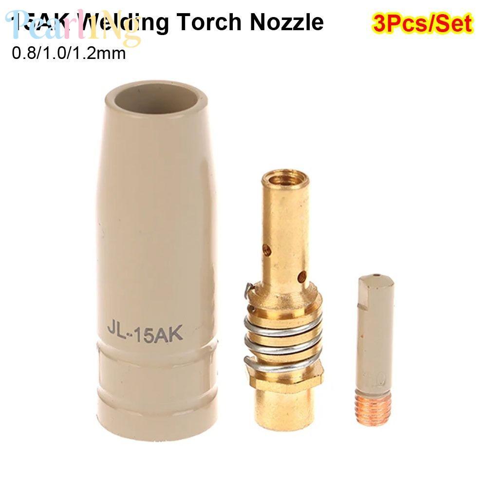 PEARLTH 3 ชิ้น/เซ็ต MIG ไฟฉายหัวฉีดเคล็ดลับ,เคลือบ 0.8/1.0/1.2 มม.15AK ไฟฉายเชื่อมหัวฉีด,ป้องกันการบินอลูมิเนียมเชื่อมวัสดุสิ้นเปลืองสําหรับ 15AK MIG MAG ไฟฉาย