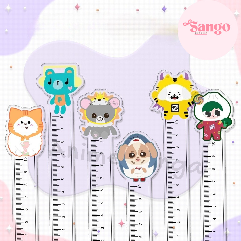 ไม้บรรทัด OTP ไม้บรรทัดมาสคอตปากผสม OTP วัสดุอะคริลิคใส 10 ซม. - Sango