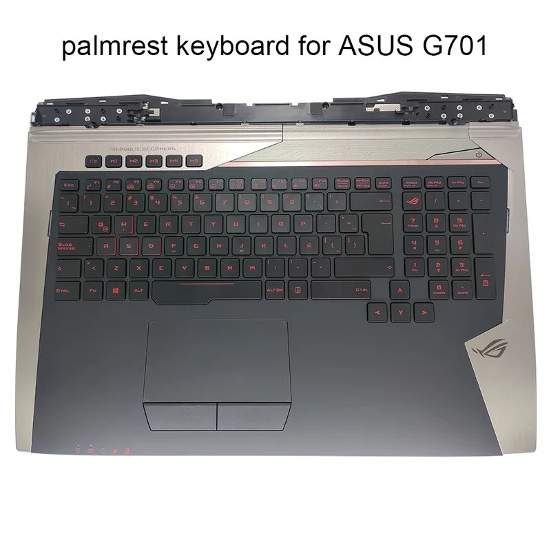แป้นพิมพ์ละติน Palmrest Backlight สําหรับ Asus ROG G701 G701V G701VO G701VI G701VIK แป้นพิมพ์แล็ปท็อ