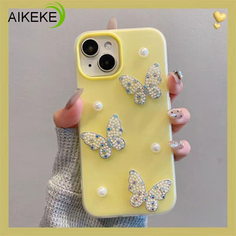 หวาน 3D ผีเสื้อมุก 2 in1 เคสโทรศัพท์สําหรับ Vivo Y04 Y04S Y03 Y03T Y02 Y02A Y02T Y02S Y01A Y5S Y3S Y
