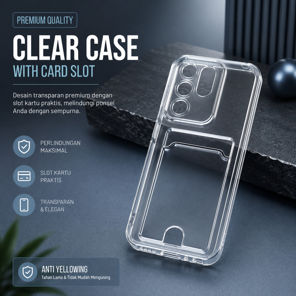 CASE REALME C100 4G / C100i / C100X CASE CARD CLEAR TRANSPARENT SOFT SLOT CARD / WALLET CASE