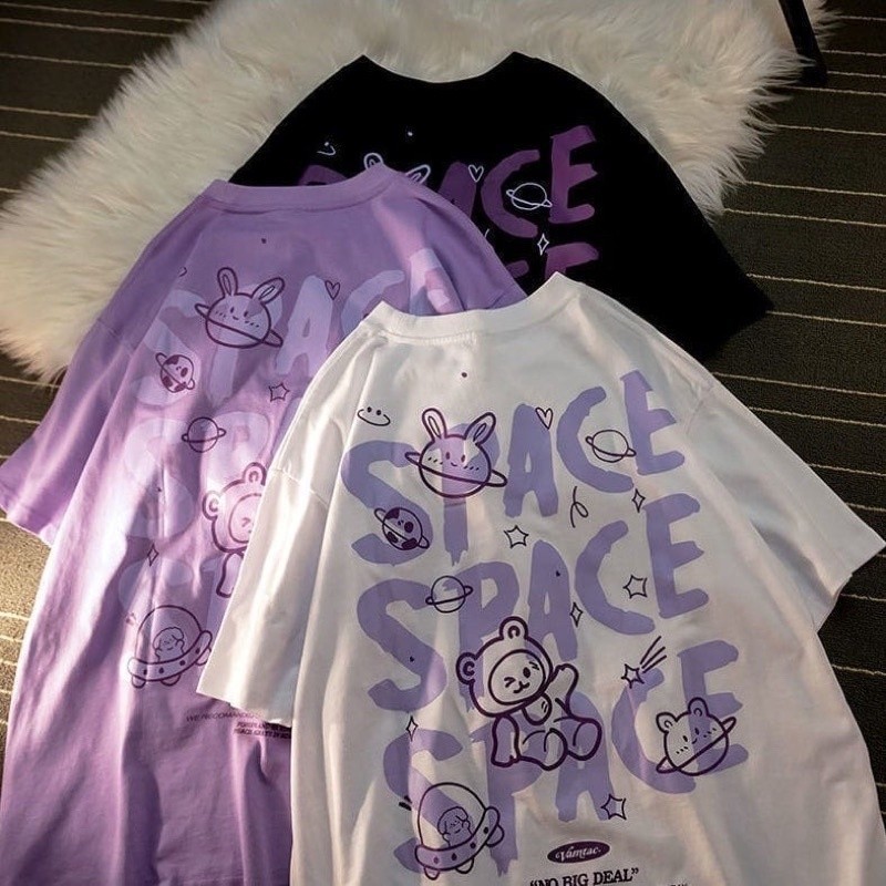OKHI - เสื้อยืดผู้หญิง Oversize Space Harajuku Jumbo XL OK1