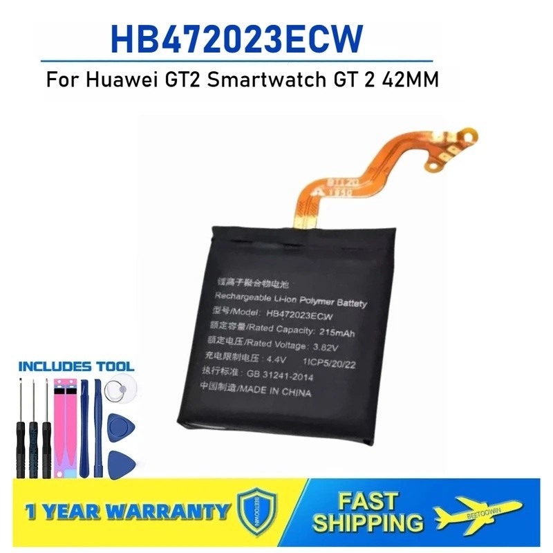 สําหรับ Huawei GT2 สมาร์ทวอทช์ GT 2 42MM HB472023แบตเตอรี่ ECW 215mAh