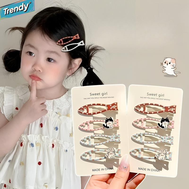 อินเทรนด์ 4 ชิ้นเด็กน่ารัก Polka Dot Fish Hairpin หญิง 2026 ใหม่ High-end Bangs ด้านข้างคลิป Hairpin หมวก Hairpin