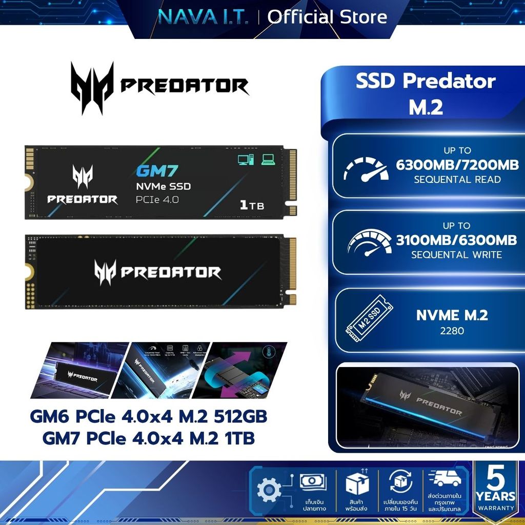 SSD Predator GM6/GM7 PCIe 4x4 M.2 512GB 1TB