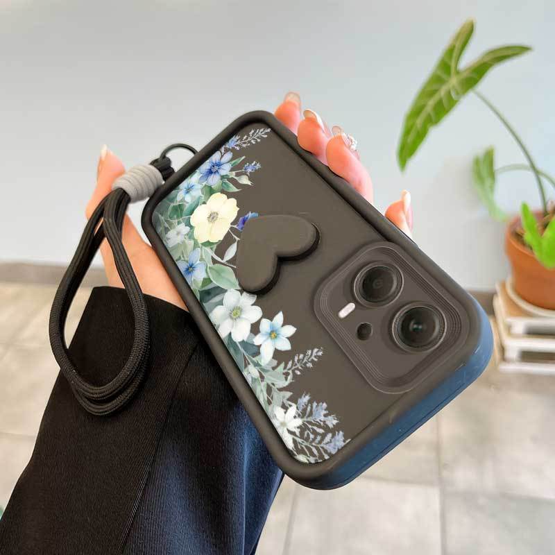 Chic สําหรับ Poco X5/F8 Pro/F8 Ultra/X7 Pro/X6/X5 Pro Cover 3 ชิ้น (Charming Flowers เคสโทรศัพท์ + L