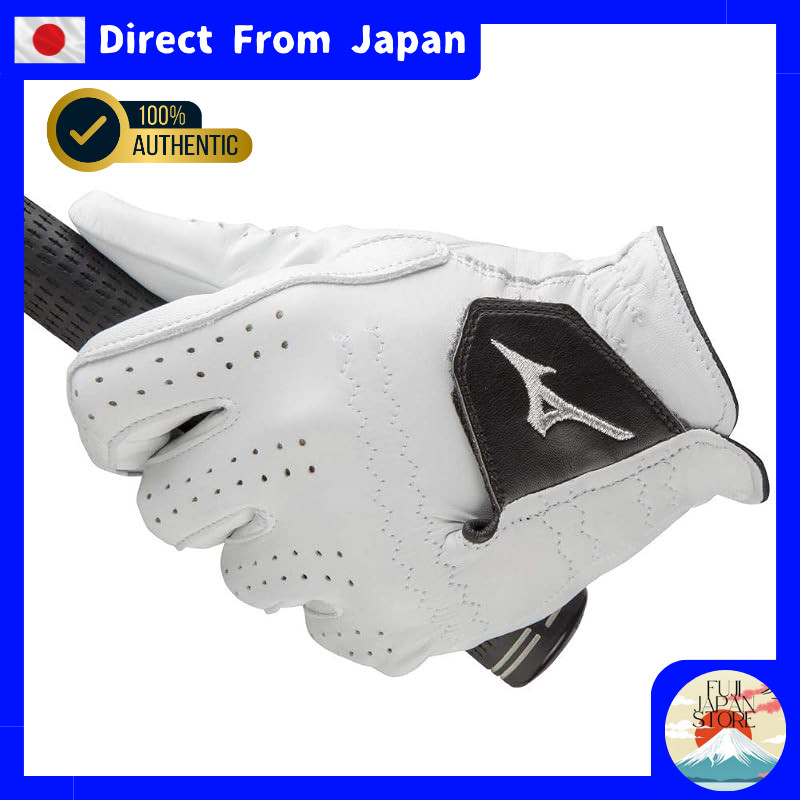 MIZUNO Men's Golf Glove, Premium Leather, Left and Right Hand Options, White, Various Sizes
