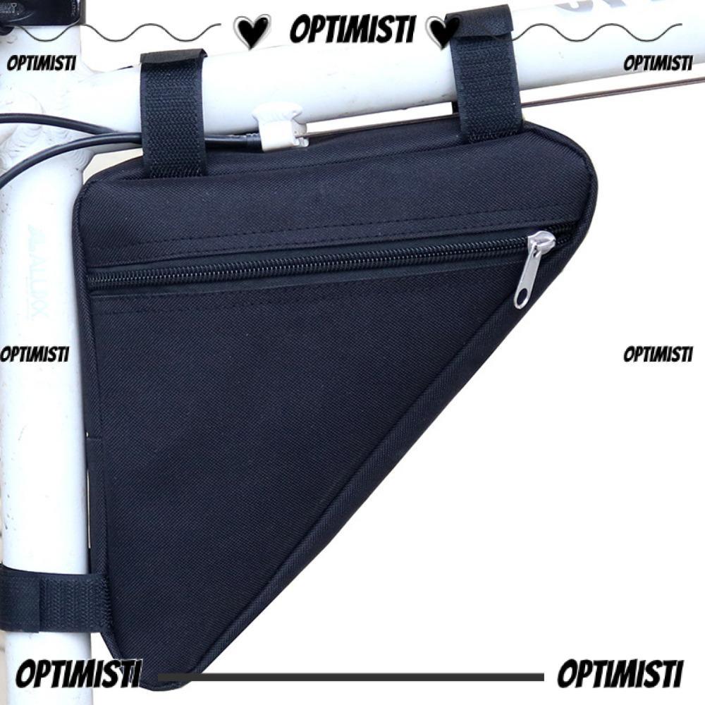 OPTIMISTI8E กระเป๋าเฟรม MTB สีดําอุปกรณ์เสริมเฟรมแฮนด์กระเป๋าสามเหลี่ยม
