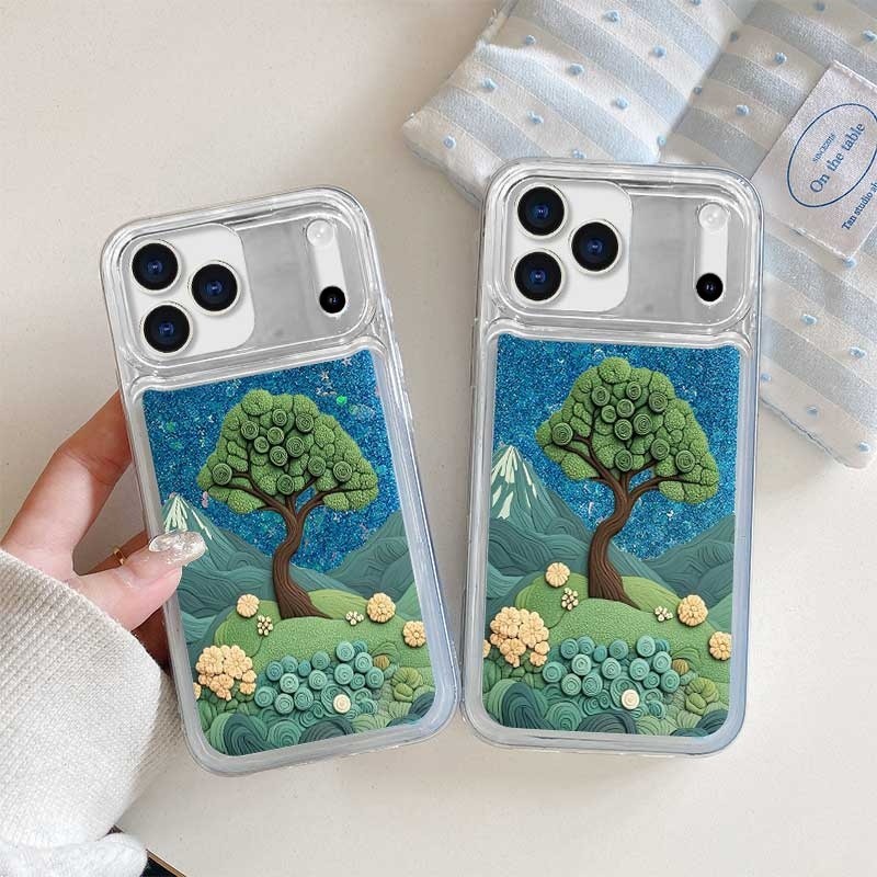 ใช้งานร่วมกับ Vivo Y22 Y35 Y21 Y59 Y93 Y20 Y30 Y17 Y5s Pro 4G 5G Liquid Glitter ดอกไม้ Mountain TPU 