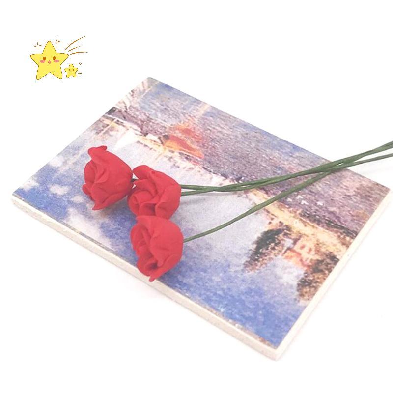 [JBTH] 1 ชิ้น Dollhouse Miniature Accessories Mini Red Rose จําลองดอกไม้โมเดลของเล่น [JB]
