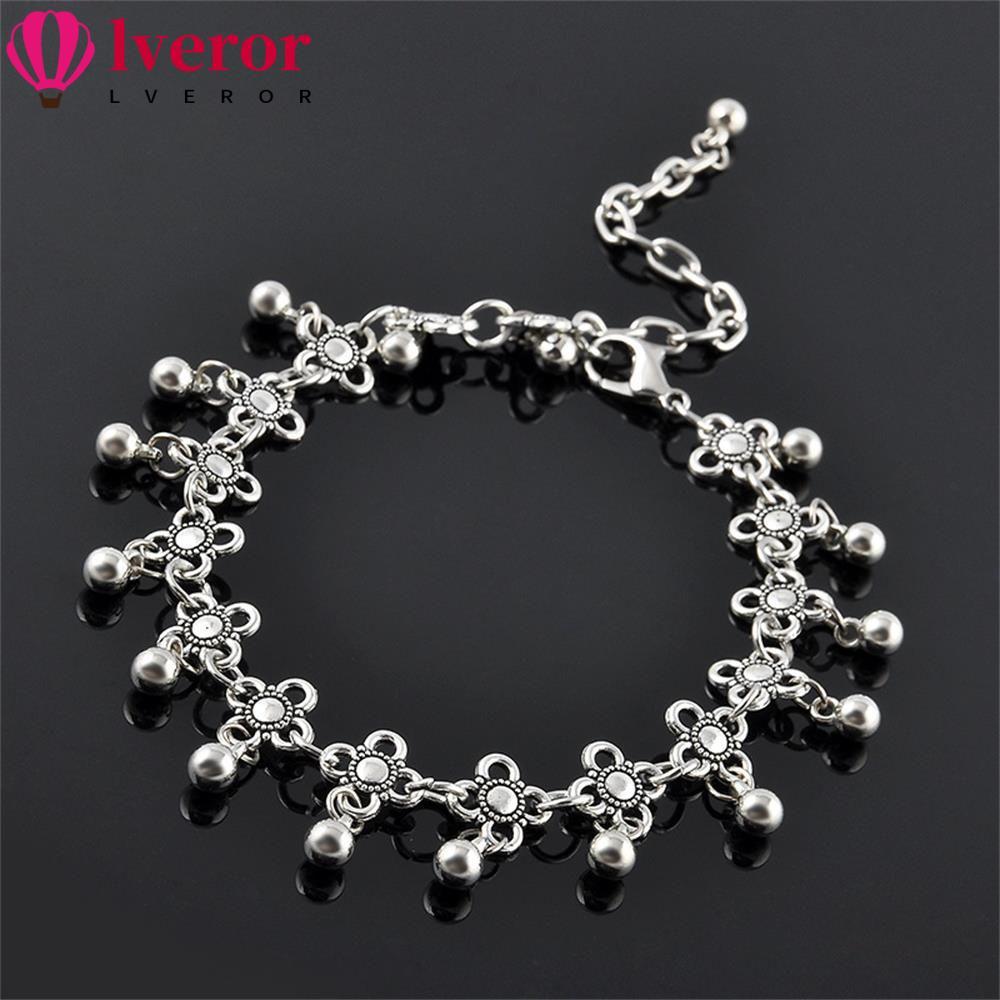 LVEROR Anklet Bracelet Daisy Flowers Boho Gift Bell Tassel