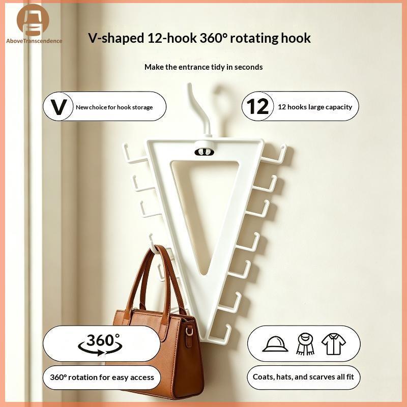 ABOVE V รูป Over ประตูไม้แขวนหมวก 1/2 PCS สีขาว 12 ตะขอหมุนได้ 360 องศาสําหรับ Entryway กระเป๋า Coat Holder TH