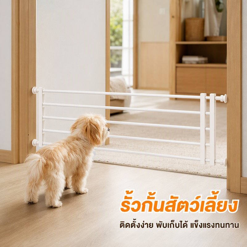 ที่กั้นสัตว์เลี้ยง ประตูกั้นสุนัข กั้นบันได แบบม้วนเก็บได้ ติดตั้งง่าย ไม่ต้องเจาะผนัง สำหรับบ้าน
