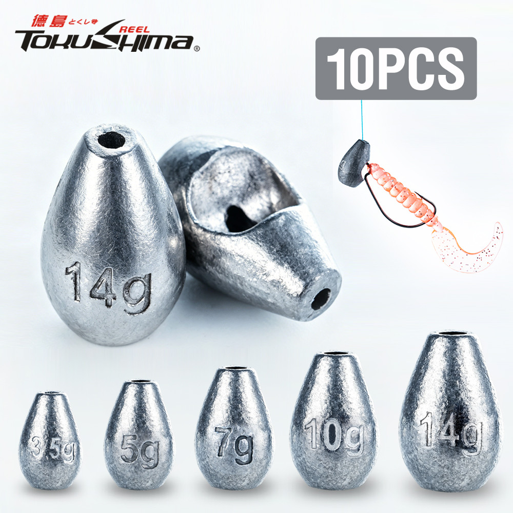10 ชิ้นตกปลา Sinker Bullet น้ําหนักสําหรับ Texas Rig ฟรี Rig Drop Shot ตะกั่ว Sinkers อุปกรณ์ตกปลา
