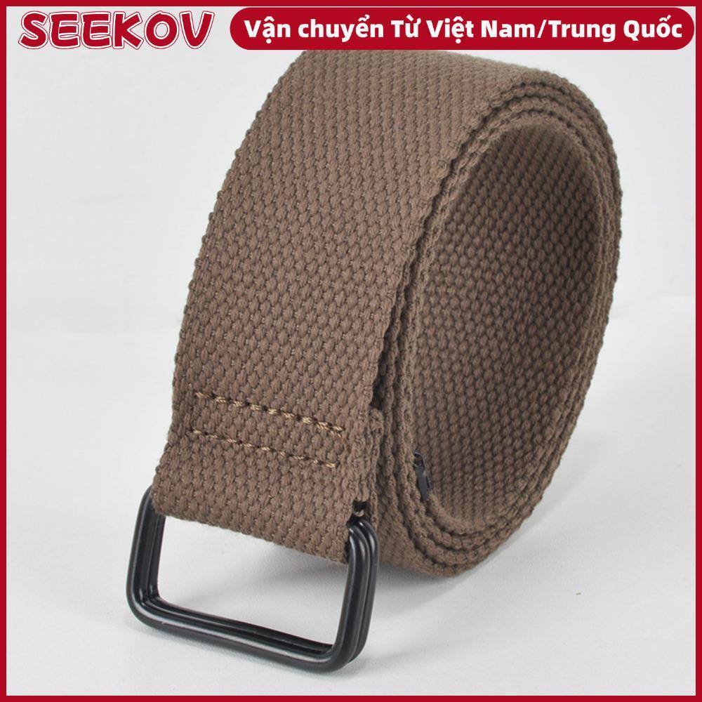 เข็มขัดกางเกง SEKOV ฟรี Punch Double Ring Buckle Canvas Belt, Elastic Cotton Canvas Cloth Fabric Bes