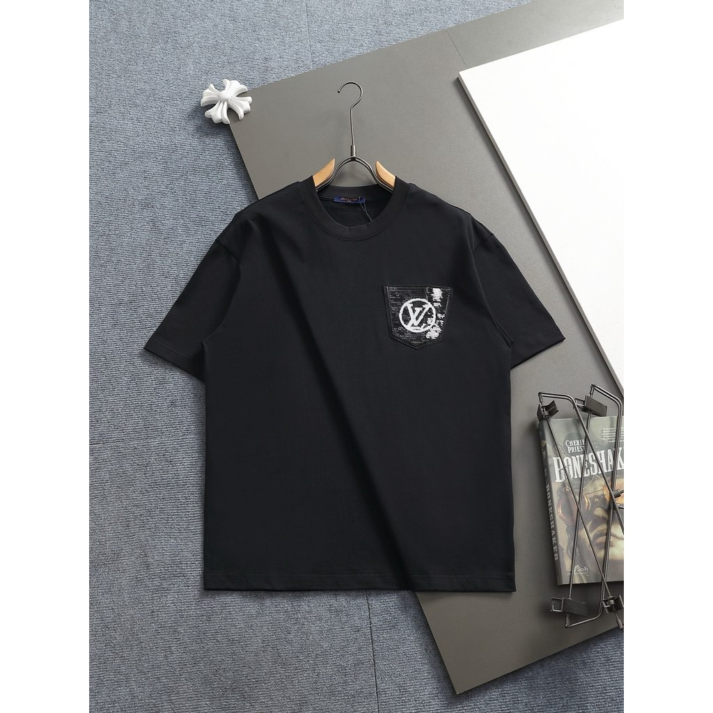 Louis Vuitton/Louis Vuitton/lv ผู้ชายผู้หญิงเสื้อยืดพิมพ์เสื้อยืดอินเทรนด์เสื้อยืดกีฬาอเมริกัน OUYT