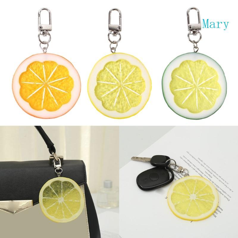 Mary Lemon Shaped Key Charm พวงกุญแจรูปผลไม้จําลองพวงกุญแจผลไม้อุปกรณ์เสริม