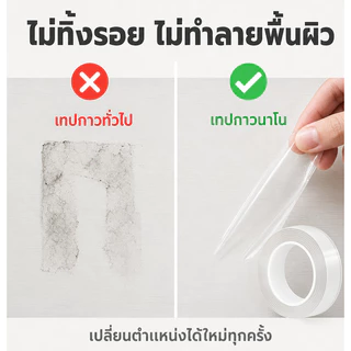 🔥พร้อมส่งในไทย🔥3m เทปกาวนาโน แบบสองหน้า เหนียวแข็งแรง ใส เทปกาวกันน้ําแบบใช้ซ้ําได้