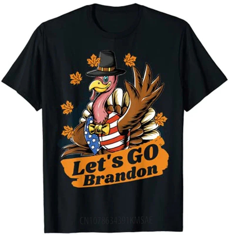 เสื้อยืดลายตลกตุรกีวันขอบคุณพระเจ้า Lets Go Brandon Joe Biden สินค้าขายดี