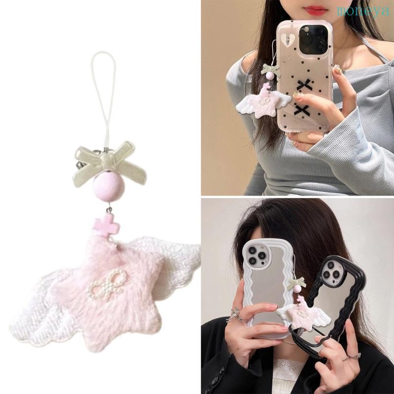 Mya ที่ไม่ซ้ํากัน Handmade ที่กําหนดเองโทรศัพท์ Anti-lost Lanyard Angel Wing โทรศัพท์ Charm
